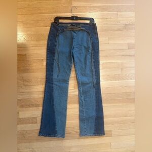 DKNY Jeans - Low Rise - Two-Tone Blue Jeans with Tie Detail - size 9